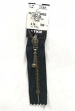 4" Antique Brass Zipper by YKK (multi color)